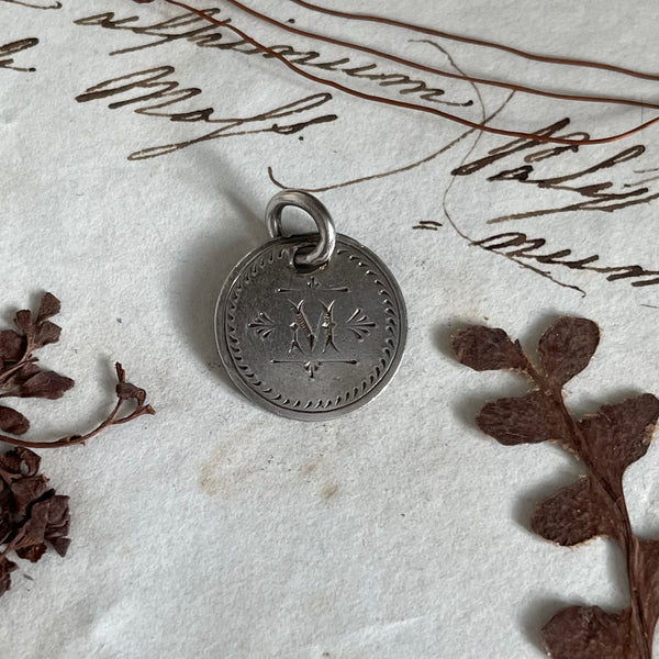 Victorian M Initial Love Token Charm
