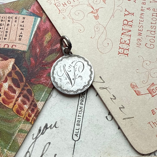 Victorian V Love Token Charm