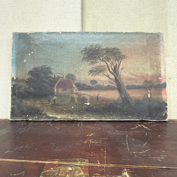 Antique Wheat Field Painting on Canvas