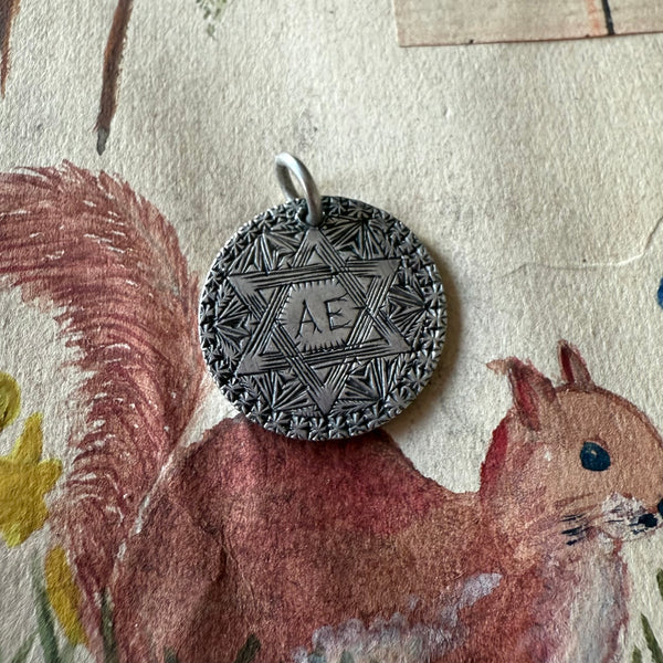 Victorian AE inside Star of David  Love Token Charm
