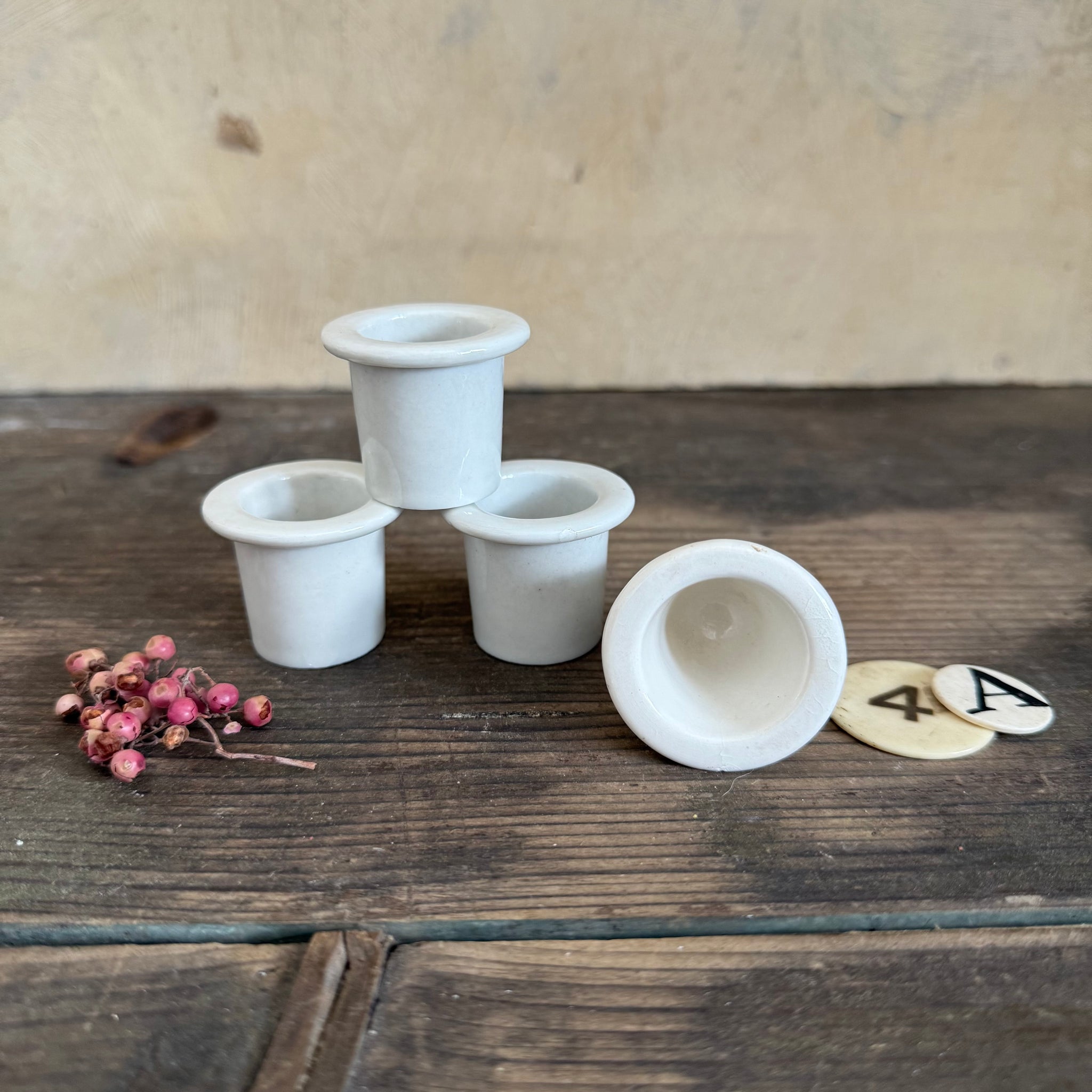 4 Antique Ceramic Ink Pots