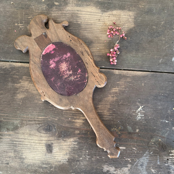 Antique Carved Handheld Mirror
