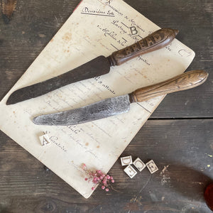 Antique Bread Carved Handle Knives