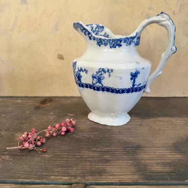 Victorian Blue Floral Transfer Jug
