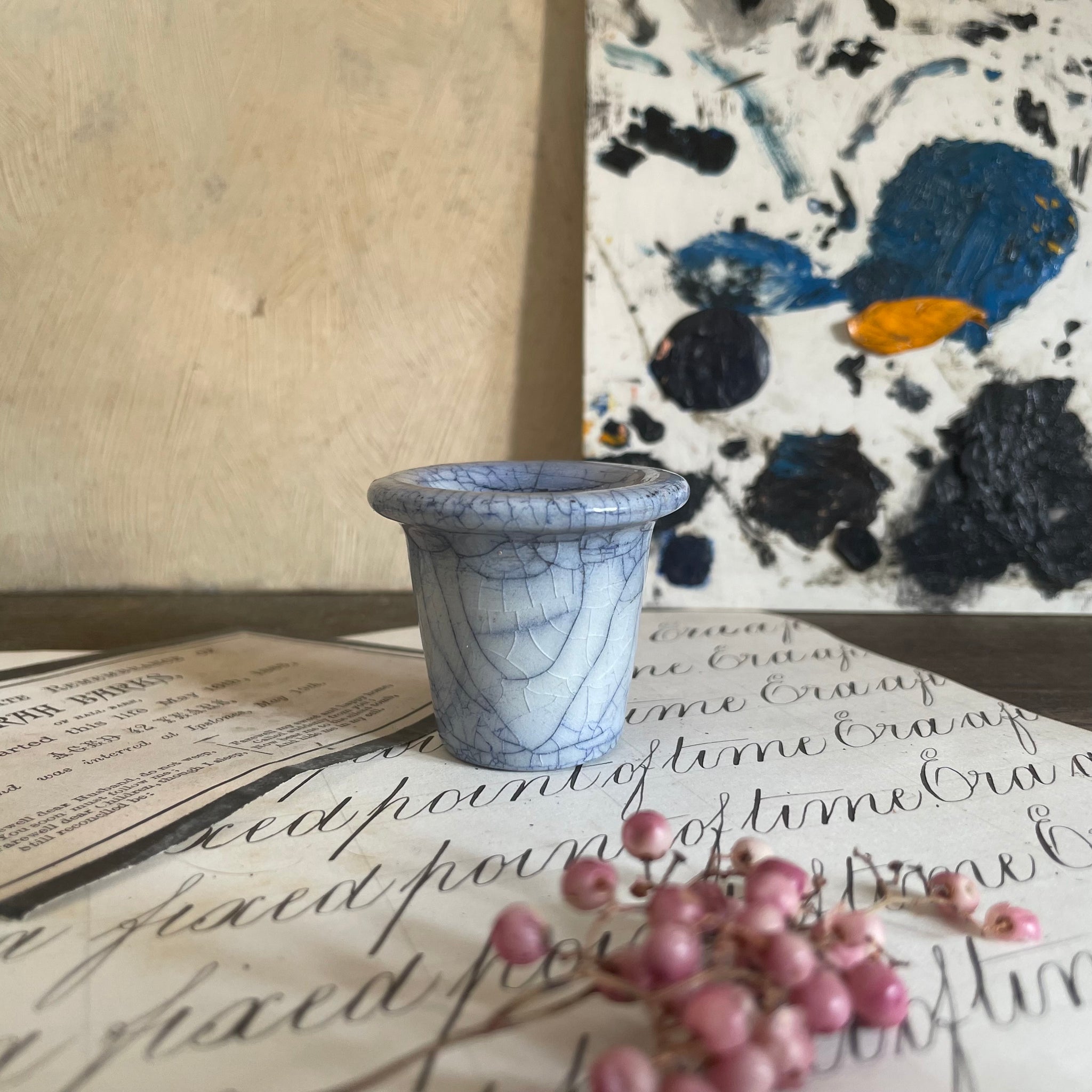 Antique Ceramic Ink Pot