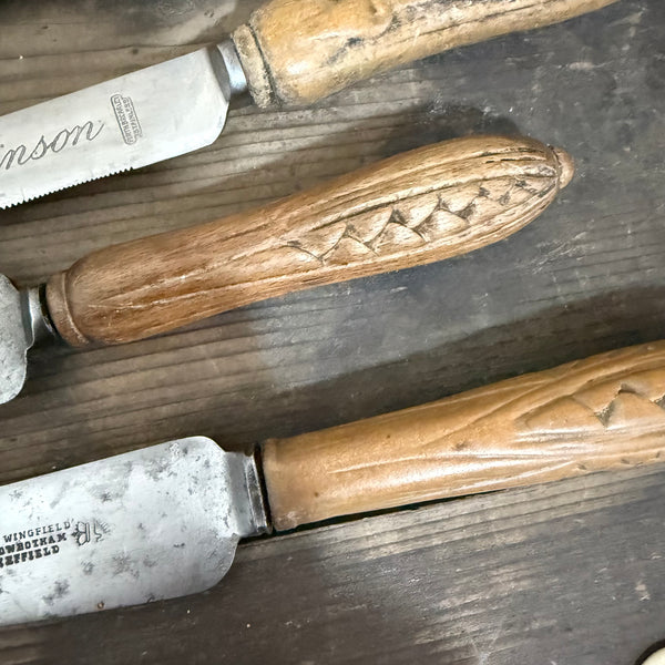 Antique Carved Handle Bread Knives