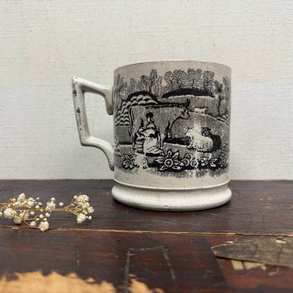 Antique Victorian Cow Transfer Mug