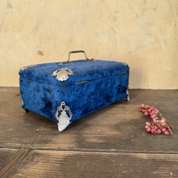 Antique Blue Velvet Box