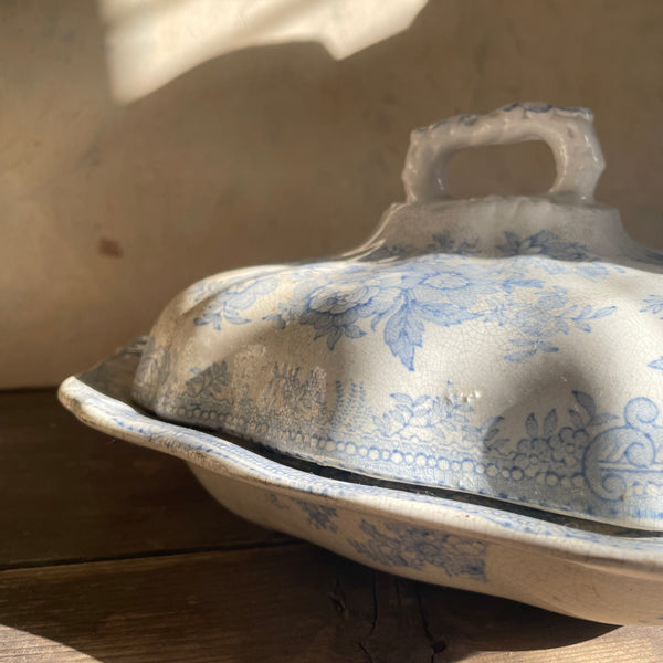 Antique Blue Transferware Tureen