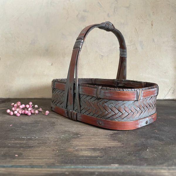 Vintage Rattan Wood Basket