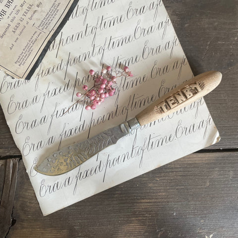 Antique Carved Handle Tenby Butter Knife