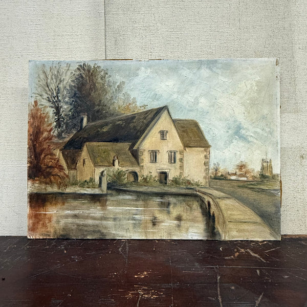 Vintage House Painting on Board