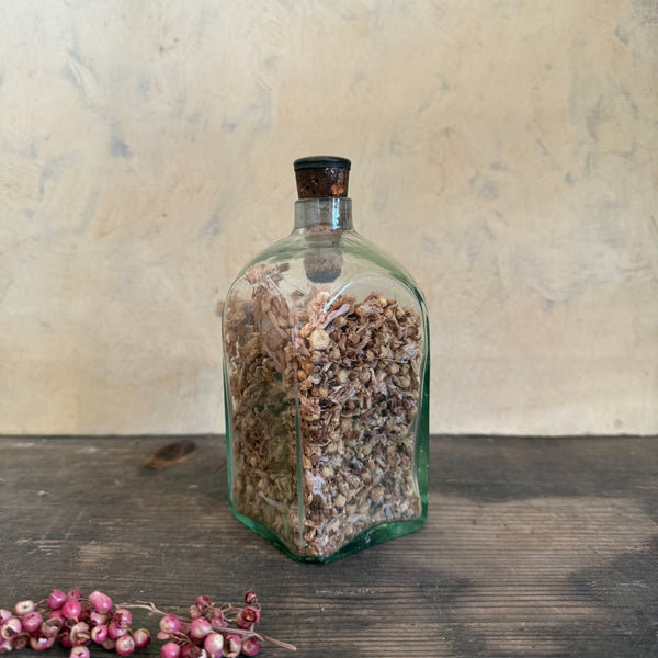 Antique Glass Bottle Filled with Flowers