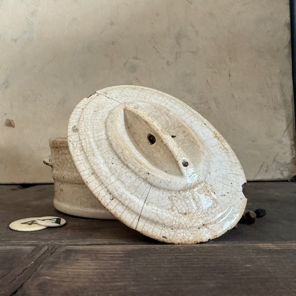 Victorian Butter Stained Dish with Lid