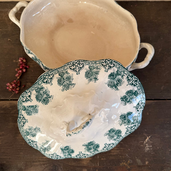 Antique Blue Transferware Tureen