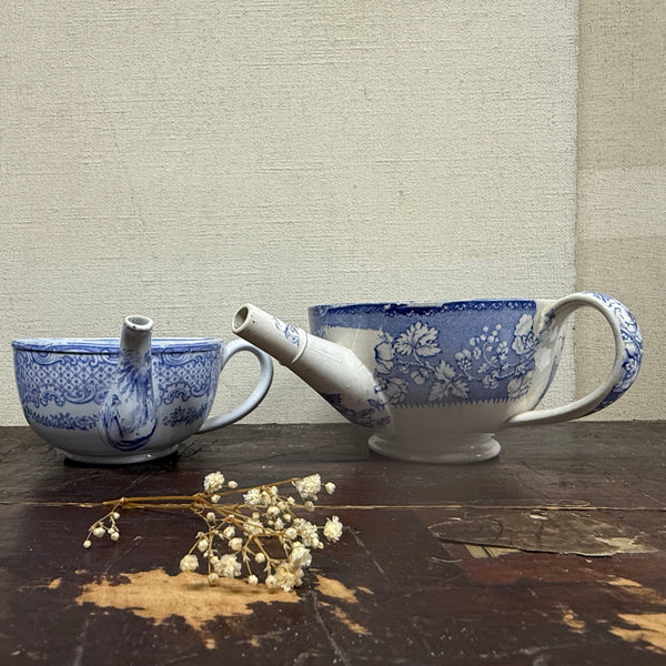Antique Victorian Blue Transfer Invalid Cups