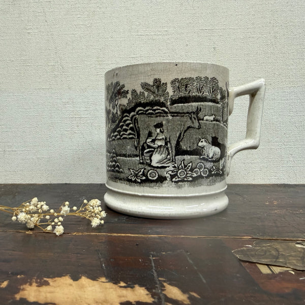 Antique Victorian Cow Transfer Mug
