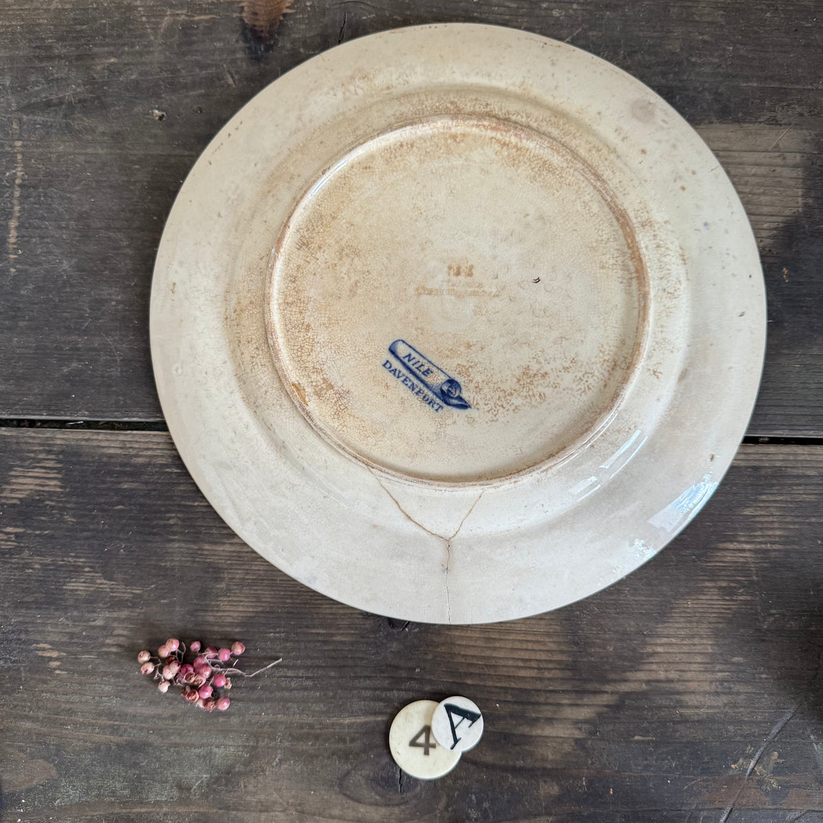 Antique Blue Transfer Plate – No.4 Vintage