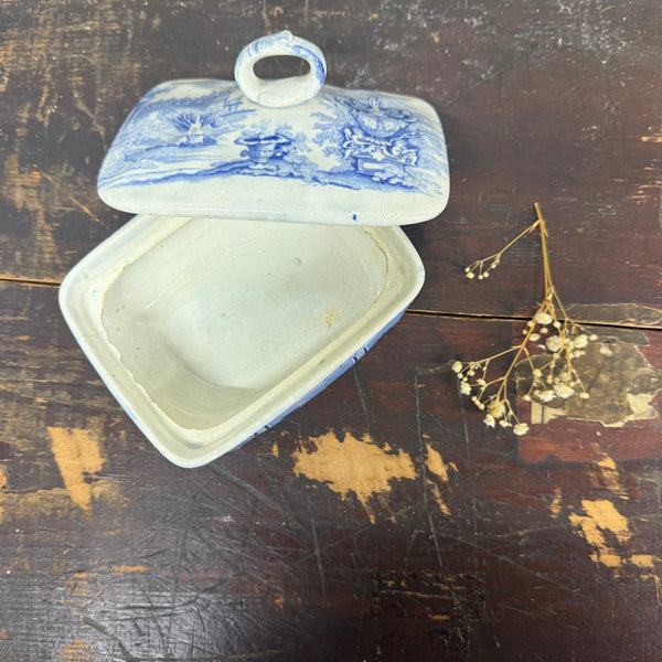 Antique Victorian Blue Transfer Soap Dish