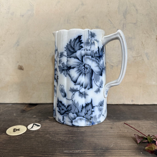 Antique Blue Floral Transferware Jug