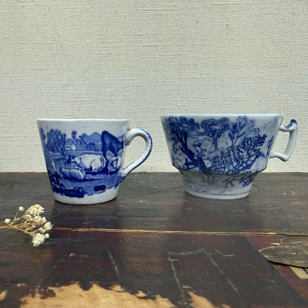 Victorian Blue Transfer Cow Cup