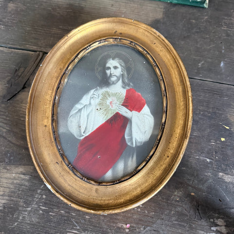Antique Sacred Heart Frame