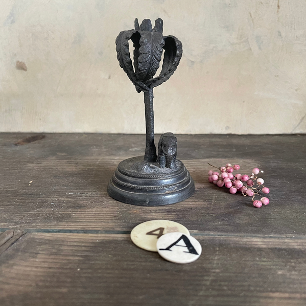 Victorian Small Candlestick Elephant & Palm tree