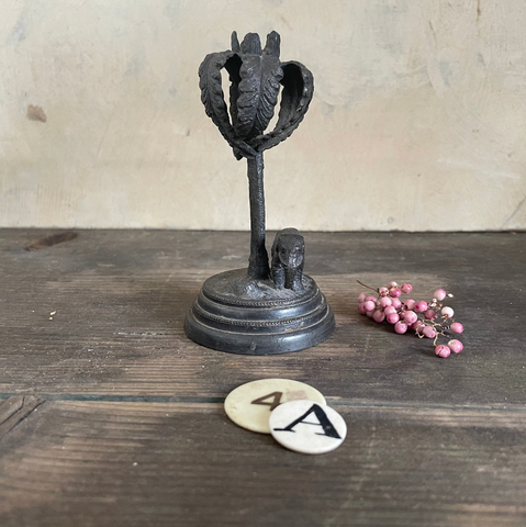 Victorian Small Candlestick Elephant & Palm tree