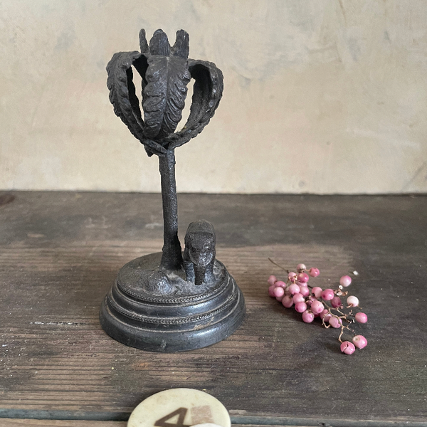 Victorian Small Candlestick Elephant & Palm tree
