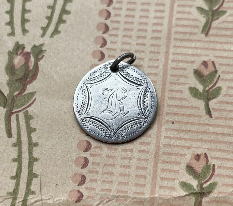 Victorian R Love Token Charm