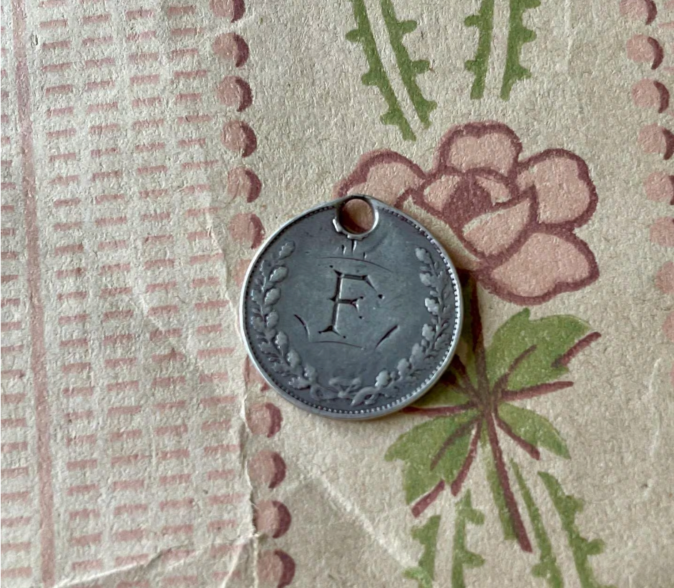 Victorian F Love Token Charm