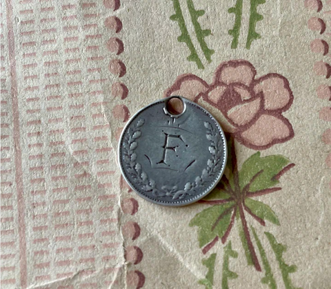 Victorian F Love Token Charm