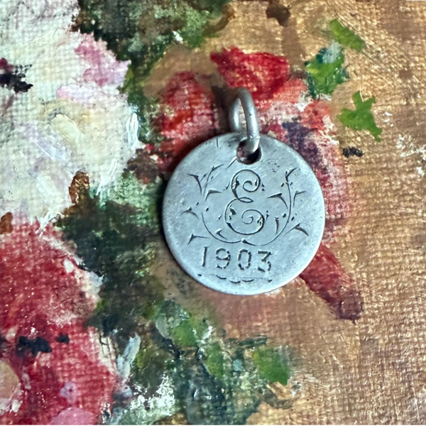 Victorian E Love Token Charm