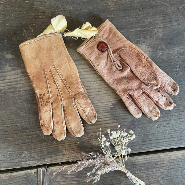 Antique Childs Leather Gloves