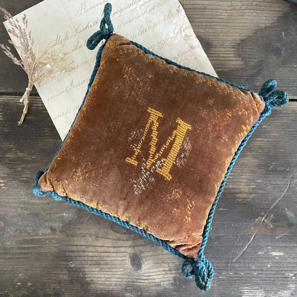 Antique Initial M Pillow