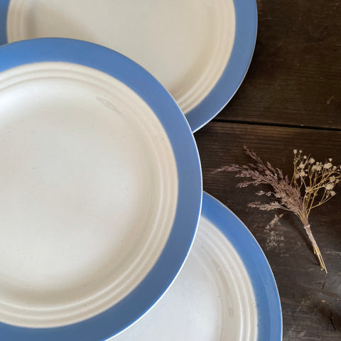 Four French Blue Rimmed Plates