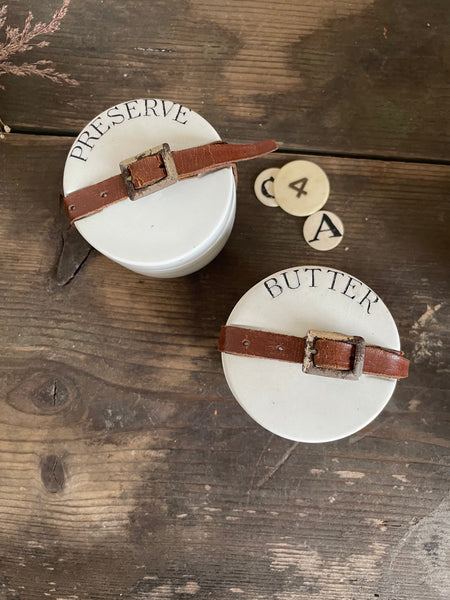 Antique Ceramic Butter & Preserve Picnic Pots