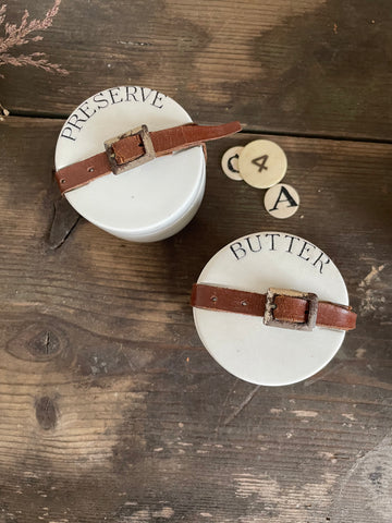 Antique Ceramic Butter & Preserve Picnic Pots