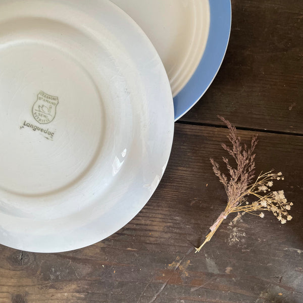 Four French Blue Rimmed Plates