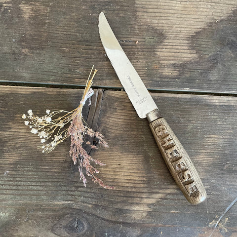 Antique Carved Handle Cheese Knife