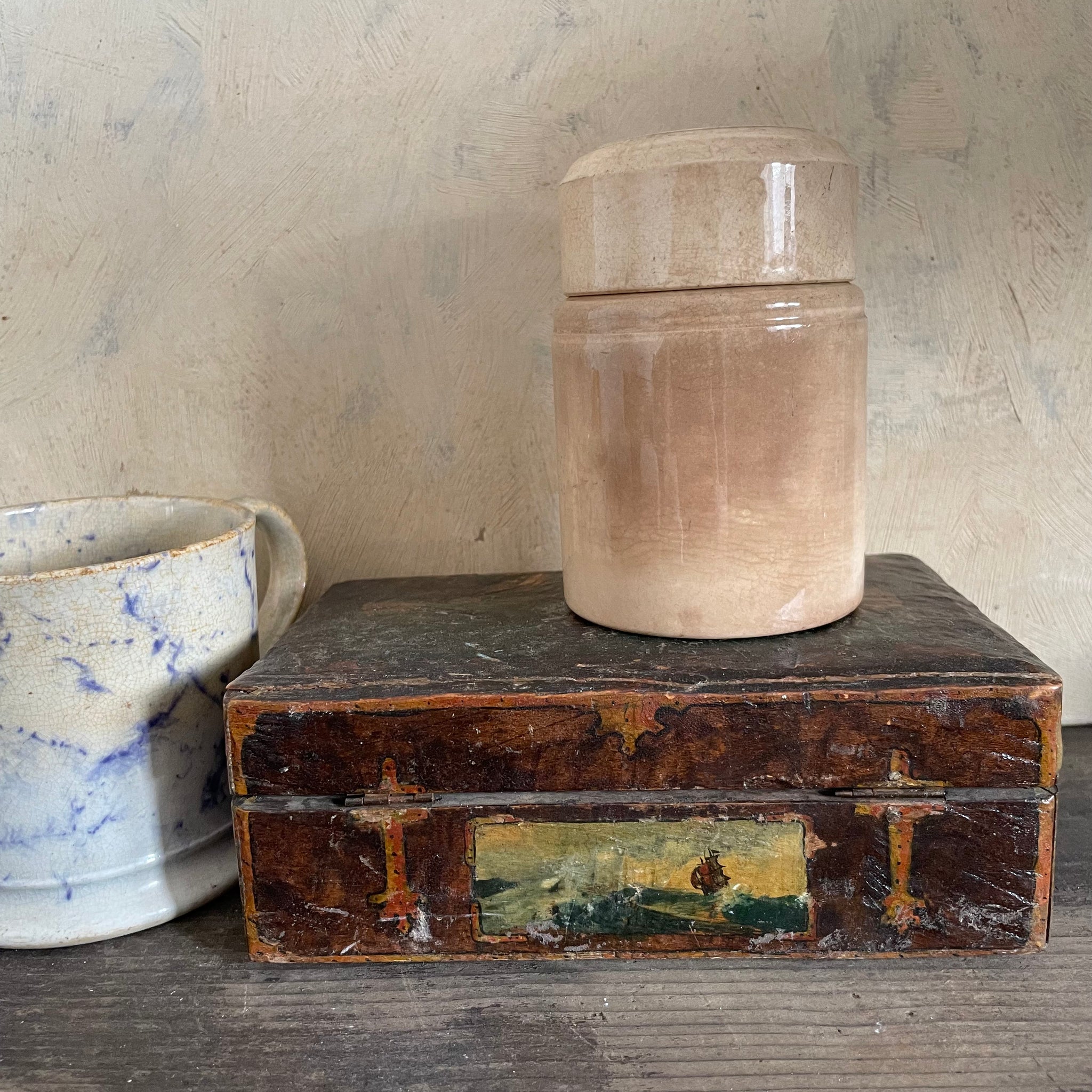 Antique Stained Storage Jar