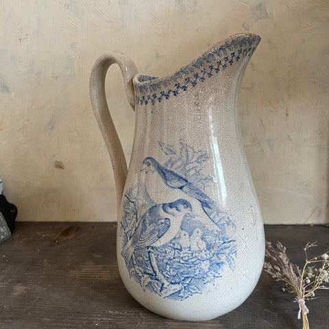 Antique Crazed Transferware Jug