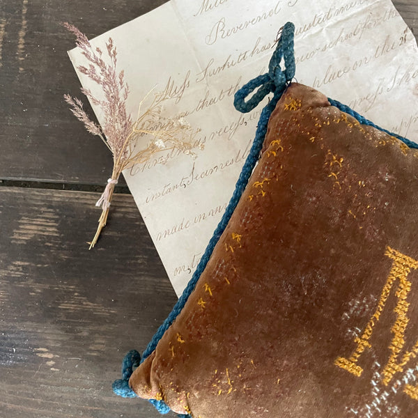 Antique Initial M Pillow