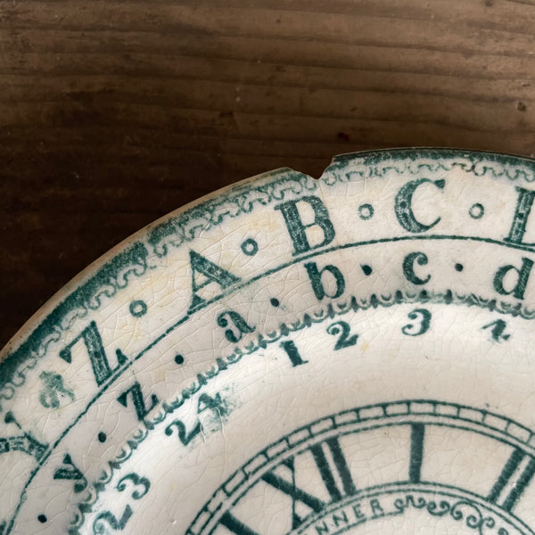 Staffordshire Alphabet & Clock Childs Plate