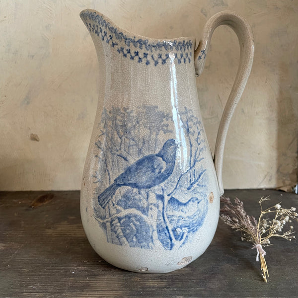 Antique Crazed Transferware Jug