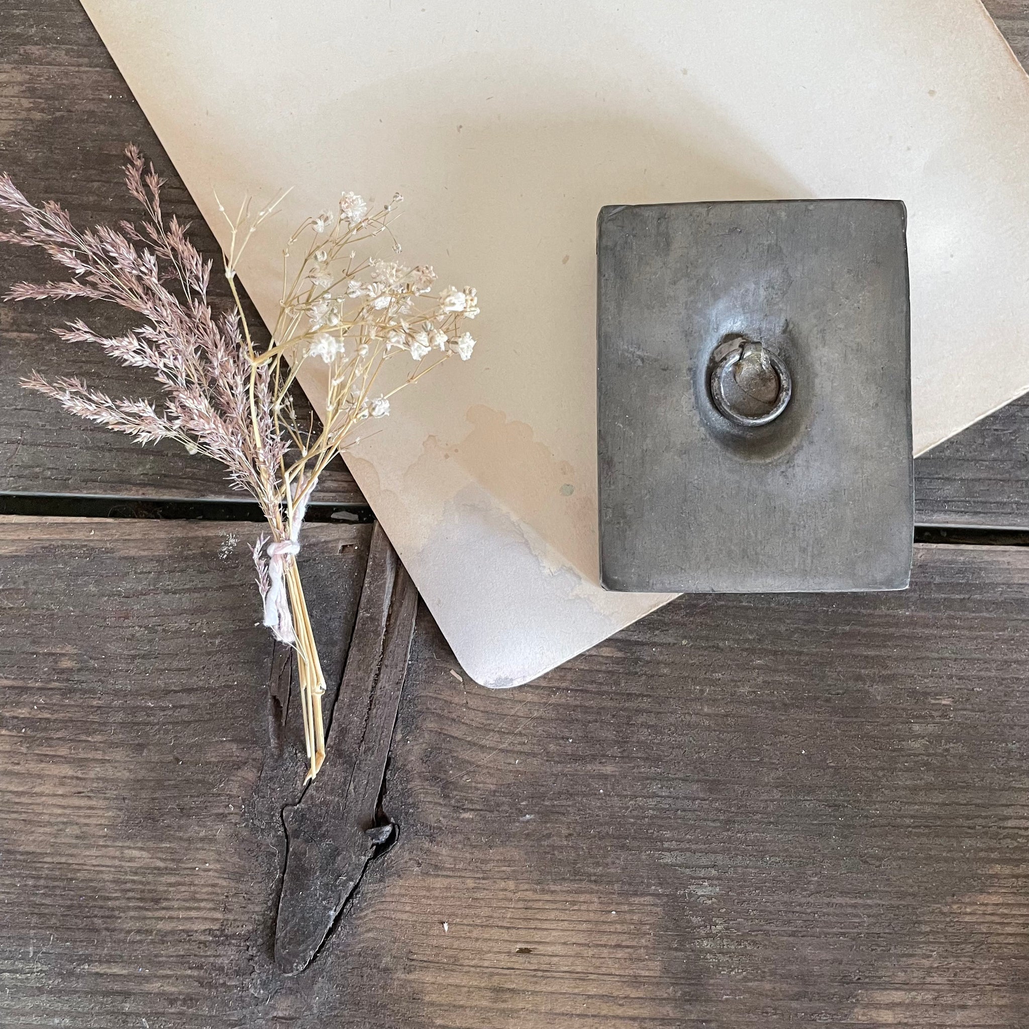 Antique Miniature Pewter Box