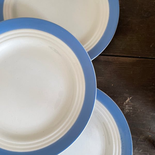 Four French Blue Rimmed Plates