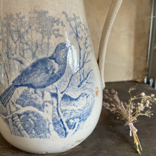 Antique Crazed Transferware Jug
