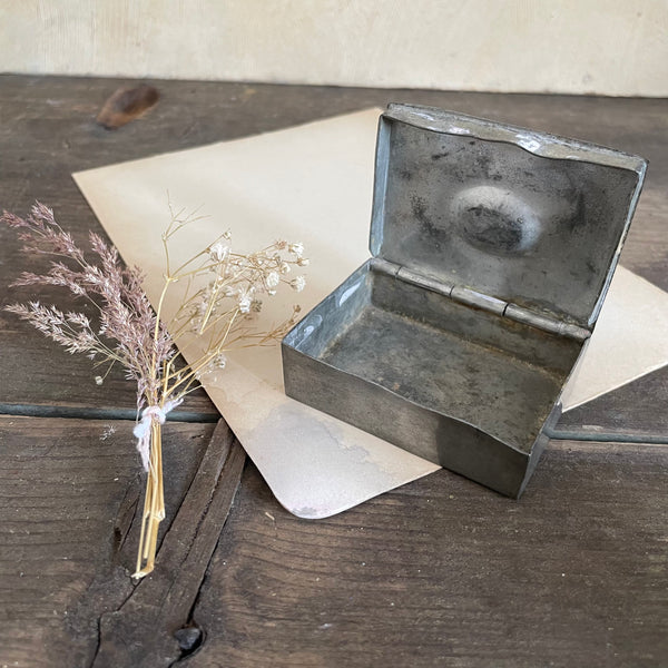 Antique Miniature Pewter Box