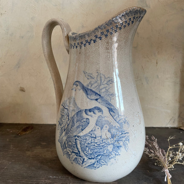 Antique Crazed Transferware Jug